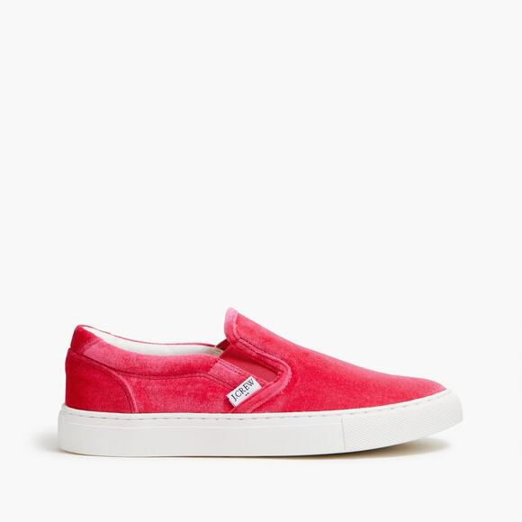 J.Crew Factory Road Trip Velvet Slipon Sneakers - 7h M - Bright Rose - Picture 1 of 4